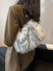 Soft Plush Faux Fur Women's Crossbody Bag Chains