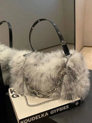 Soft Plush Faux Fur Women's Crossbody Bag Chains