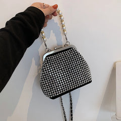 Faux Suede Leather Women Bag Diamonds Shoulder Chain Clutch Crossbody