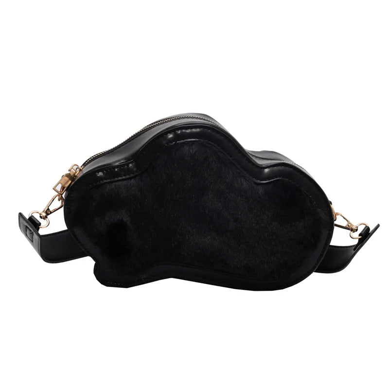 Faux Fur Cloud Bag for Women Winter Trending Phone Purse
