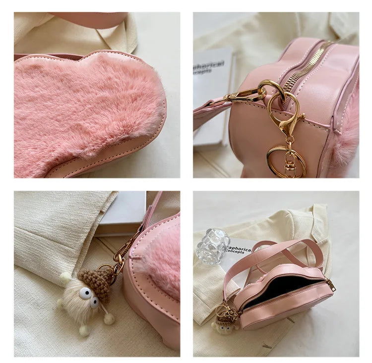 Faux Fur Cloud Bag for Women Winter Trending Phone Purse