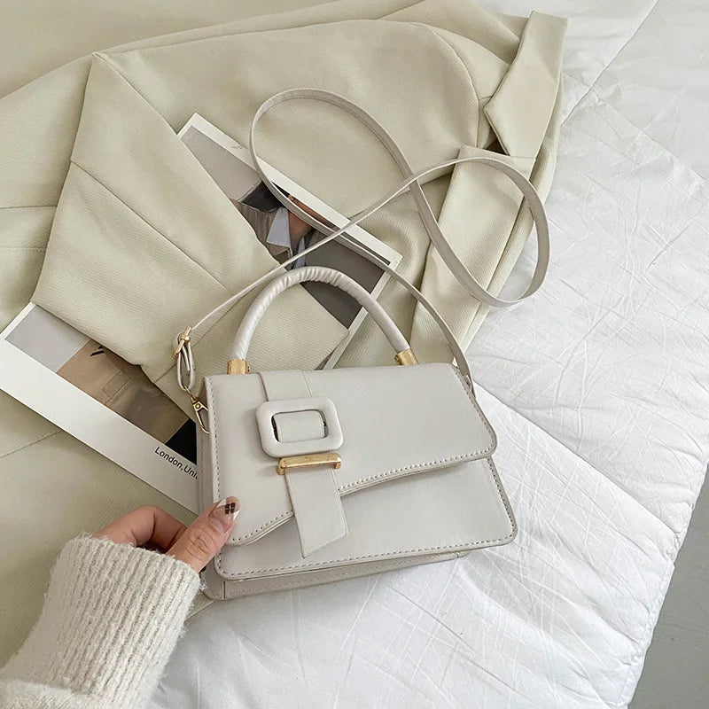 Square Flap Shoulder Bag PU Leather Crossbody Satchel Lock Purse Bolsa