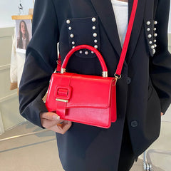 Square Flap Shoulder Bag PU Leather Crossbody Satchel Lock Purse Bolsa