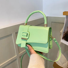 Square Flap Shoulder Bag PU Leather Crossbody Satchel Lock Purse Bolsa
