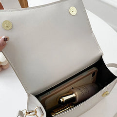 Square Flap Shoulder Bag PU Leather Crossbody Satchel Lock Purse Bolsa