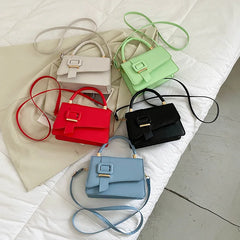 Square Flap Shoulder Bag PU Leather Crossbody Satchel Lock Purse Bolsa