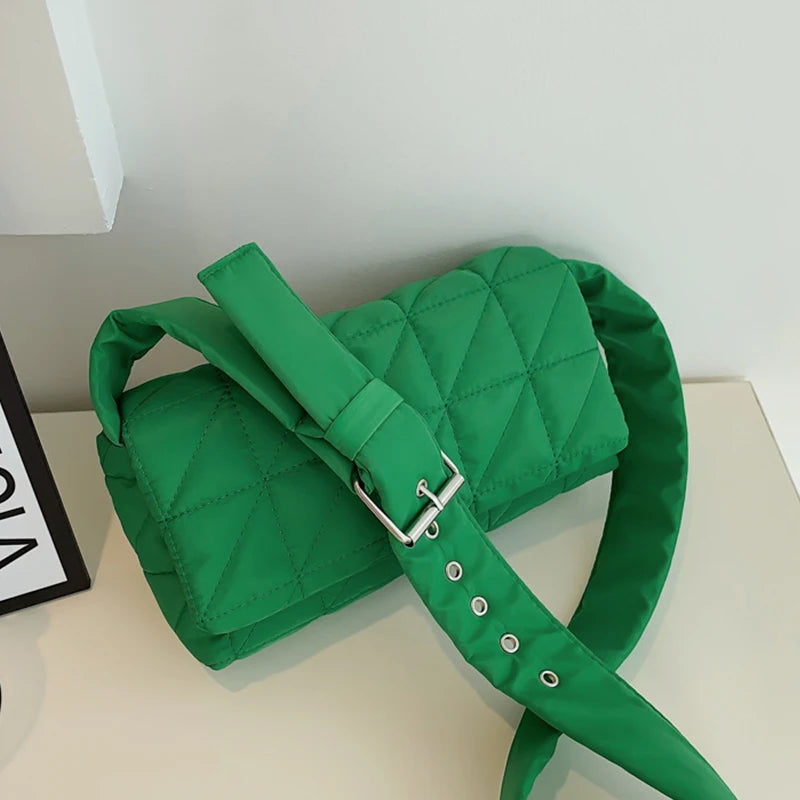 Flap Small Square Bag for Women Space Cotton Messenger Bag Autumn Crossbody
