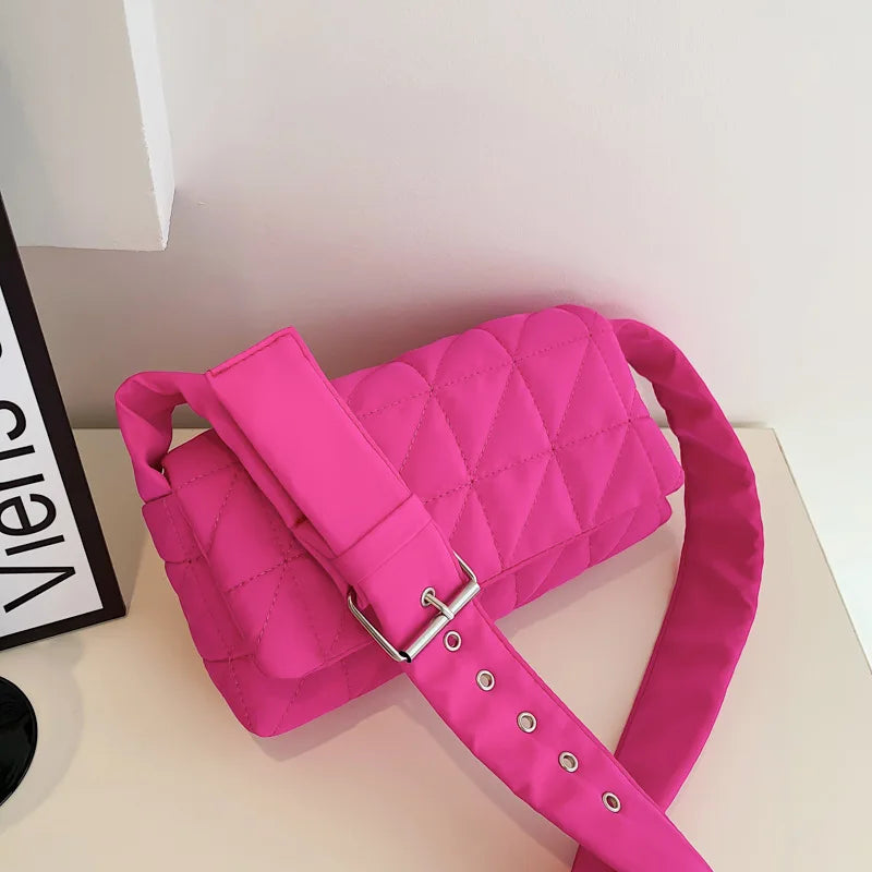 Flap Small Square Bag for Women Space Cotton Messenger Bag Autumn Crossbody