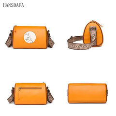Casual Crossbody Handbag Lady Cow Leather Small Vintage Women Shoulder Bag