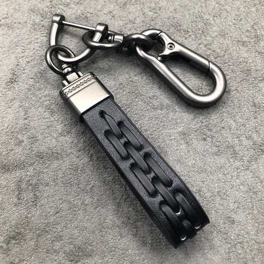 Vintage Braided Rope PU Leather Keychain Ring Holder
