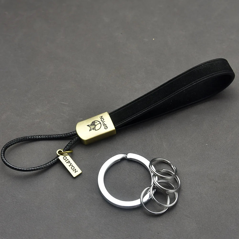Vintage Leather Keychain Ring Holder Braided Rope Men Car Keychain