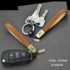 Vintage Leather Keychain Ring Holder Braided Rope Men Car Keychain