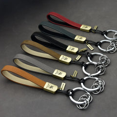 Vintage Leather Keychain Ring Holder Braided Rope Men Car Keychain