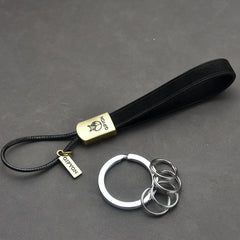 Vintage Leather Keychain Ring Holder Braided Rope Men Car Keychain