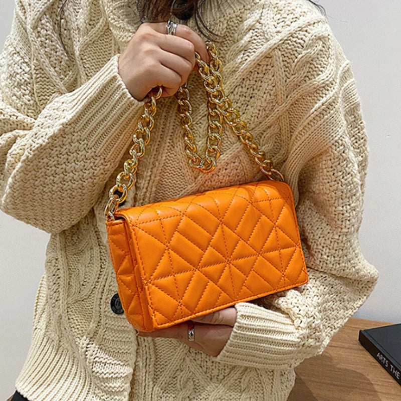 Chain Shoulder Bags Embroidery Thread Cross Body Bag
