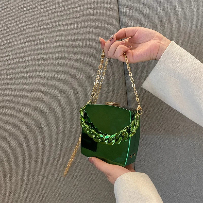 Green Party Clutch for Women Crossbody Bag Lipstick Box Mini Purse Handbag