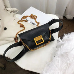 Green Snake Pattern Women Waist Bag Chain Chest Bag Crossbody Mini Fanny Pack