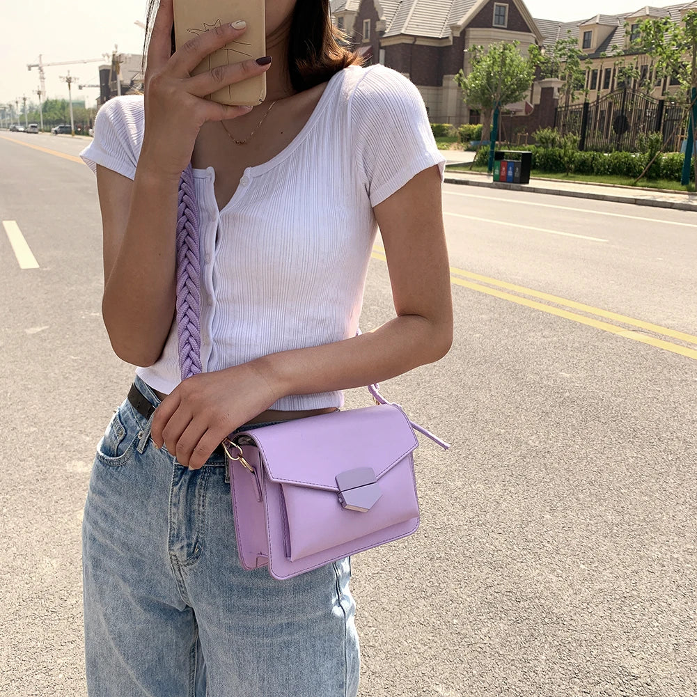 Braided Shoulder Strap Ladies Bag Single Women Shoulder Bag