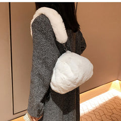 Drawstring Top-handle Ladies Handbag Faux Fur Messenger Purse Bag Tote Sac Main