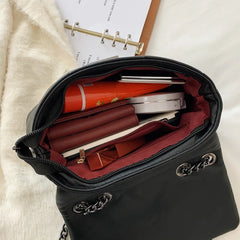 Vintage Shoulder Bag Chain Messenger Bags PU Leather Thread Flap