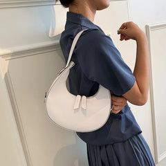 Vintage Leather Clutches Half Moon French Armpit Shoulder Bag