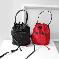 Nylon Crossbody Shoulder Bag Vintage Drawstring Bucket Messenger Bag