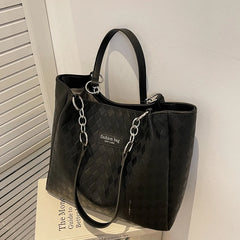 Large Capacity PU Leather Single Shoulder Bag Women Retro Tote