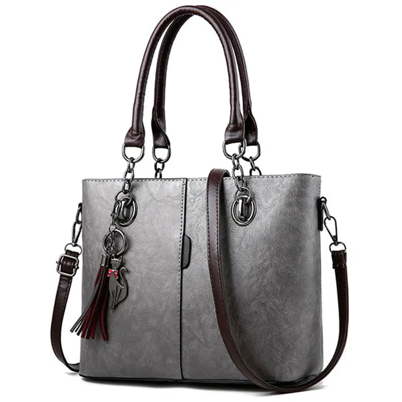 Leather Tassel Crossbody Shoulder Bag for Women
