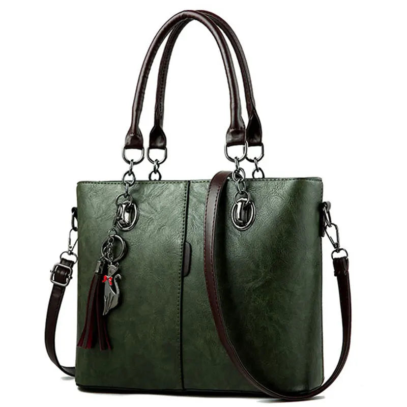 Leather Tassel Crossbody Shoulder Bag for Women