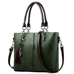 Leather Tassel Crossbody Shoulder Bag for Women