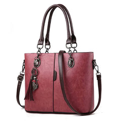 Leather Tassel Crossbody Shoulder Bag for Women