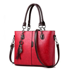 Leather Tassel Crossbody Shoulder Bag for Women