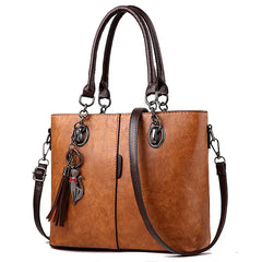Leather Tassel Crossbody Shoulder Bag for Women