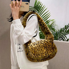 Leopard Plush Shoulder Bag Female Sac Women Messenger Bag