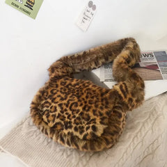 Leopard Plush Shoulder Bag Female Sac Women Messenger Bag