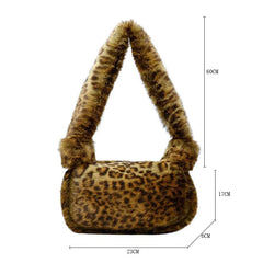 Leopard Plush Shoulder Bag Female Sac Women Messenger Bag