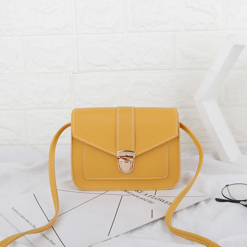 Mini PU Leather Shoulder Messenger Bag Yellow