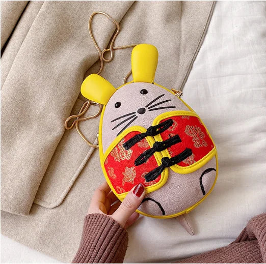 Mouse Shaped Shoulder Bag Women Cartoon Clutch Chain Crossbody Messenger Bag