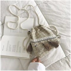 Chinese Style Small Bag Messenger Shoulder Bag Tassel Bucket Bag