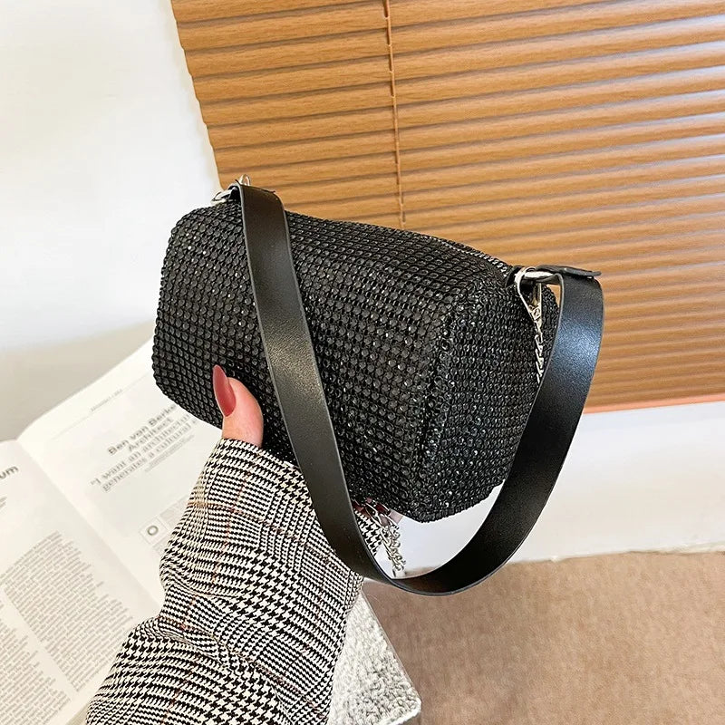 Women Pillow Diamond Crossbody Bag Full Diamond Underarm Bag