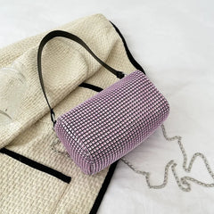 Women Pillow Diamond Crossbody Bag Full Diamond Underarm Bag