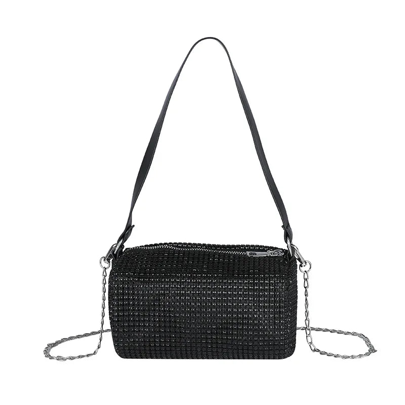 Women Pillow Diamond Crossbody Bag Full Diamond Underarm Bag