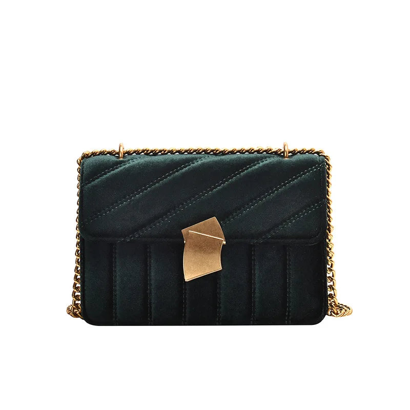 Vintage Velvet Chain Evening Clutch Bag Women Shoulder Handbag