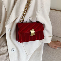 Vintage Velvet Chain Evening Clutch Bag Women Shoulder Handbag