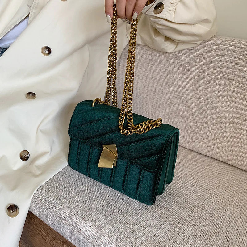 Vintage Velvet Chain Evening Clutch Bag Crossbody Bags for Women