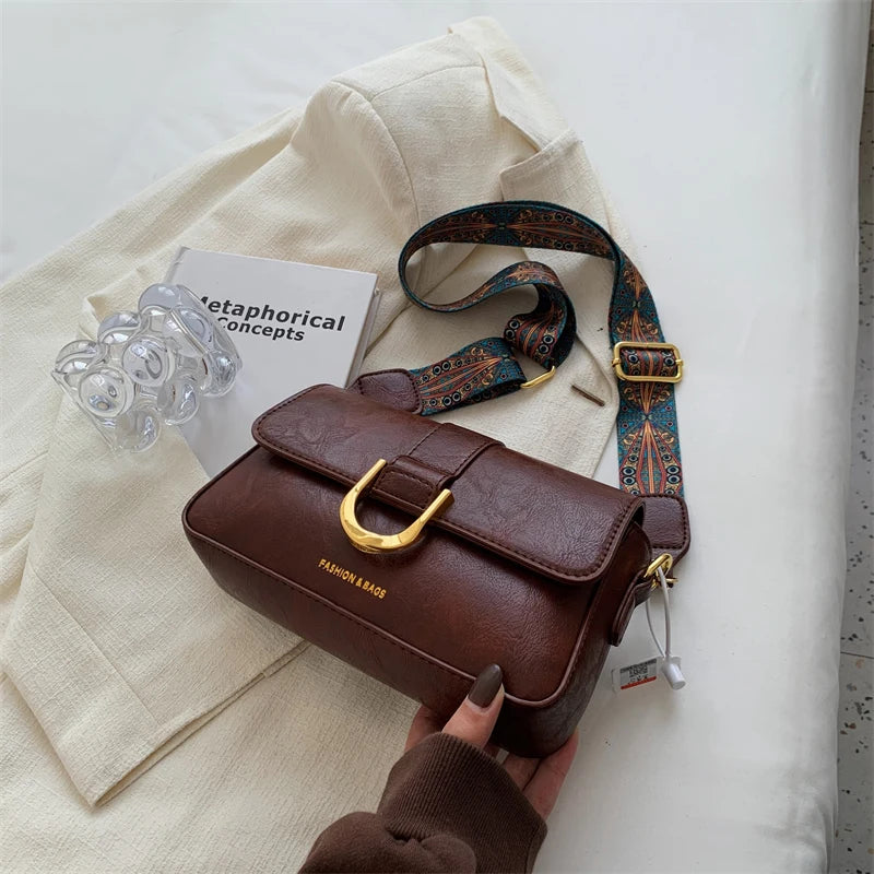 Vintage PU Leather Crossbody Bags for Women - Retro Shoulder Messenger Bag