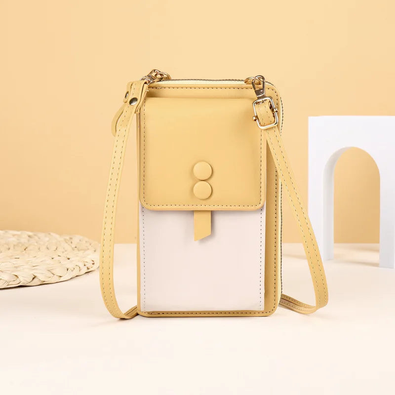Women's Contrast Buttons Crossbody Bag Purse Wallet Shoulder Bag