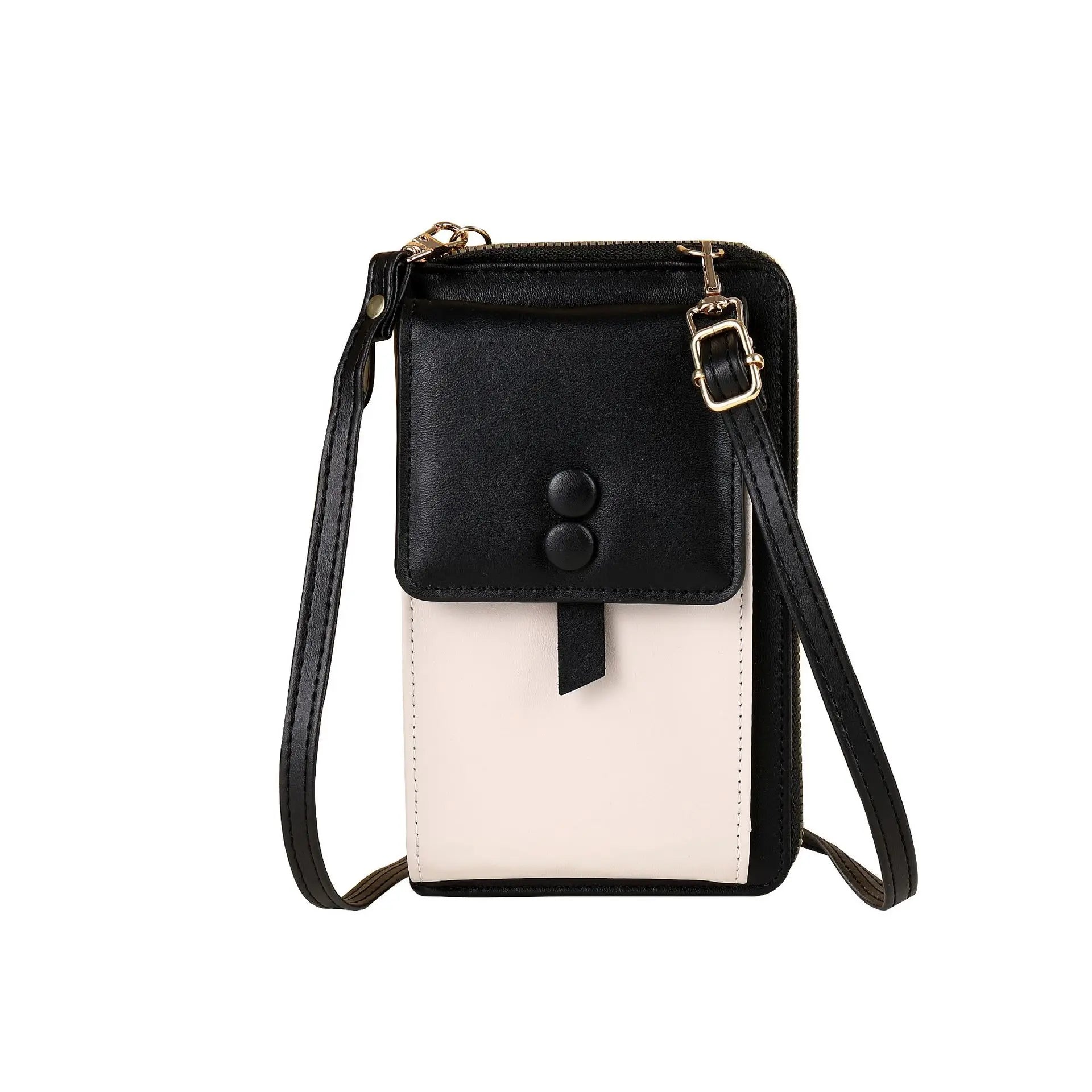 Women's Contrast Buttons Crossbody Bag Purse Wallet Shoulder Bag