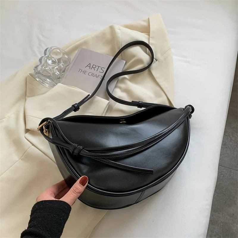 Women's PU Leather Banana Crossbody Bag