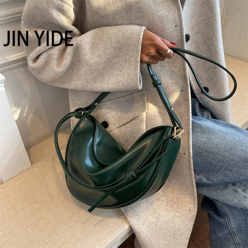 Women's PU Leather Banana Crossbody Bag